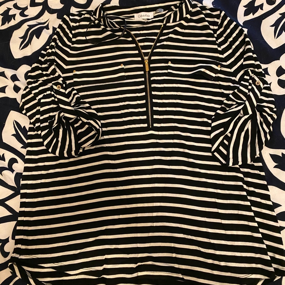Calvin Klein striped blouse size Large BNWOT